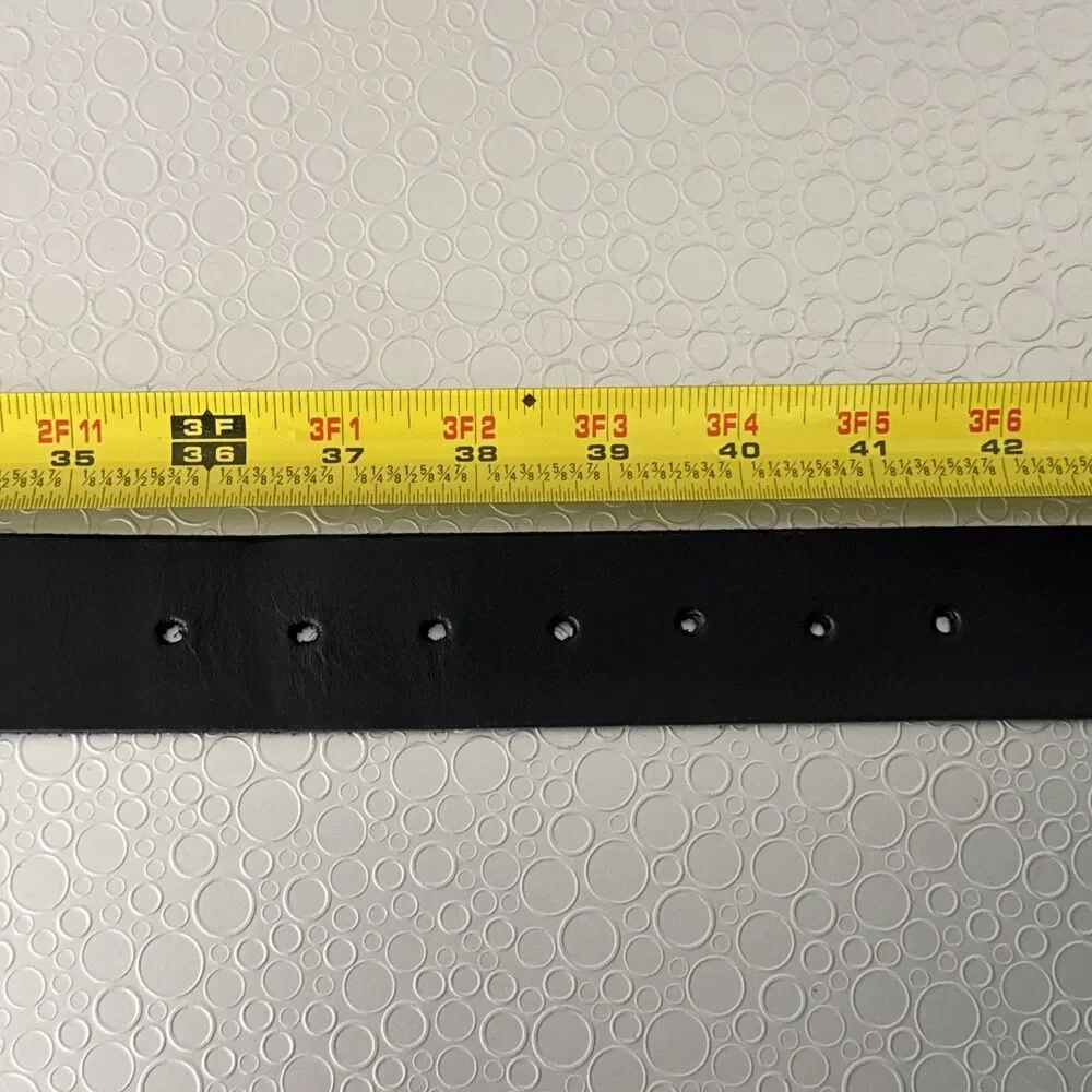 Harrow Sickle Black Leather Belt 38 Interchangeable Buckle Chicago Screws USA